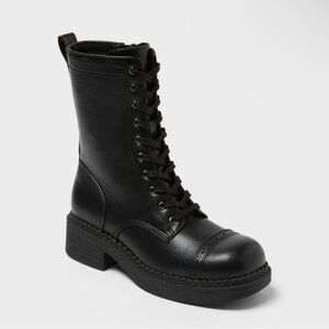 Black Lace-Up Women's Boots